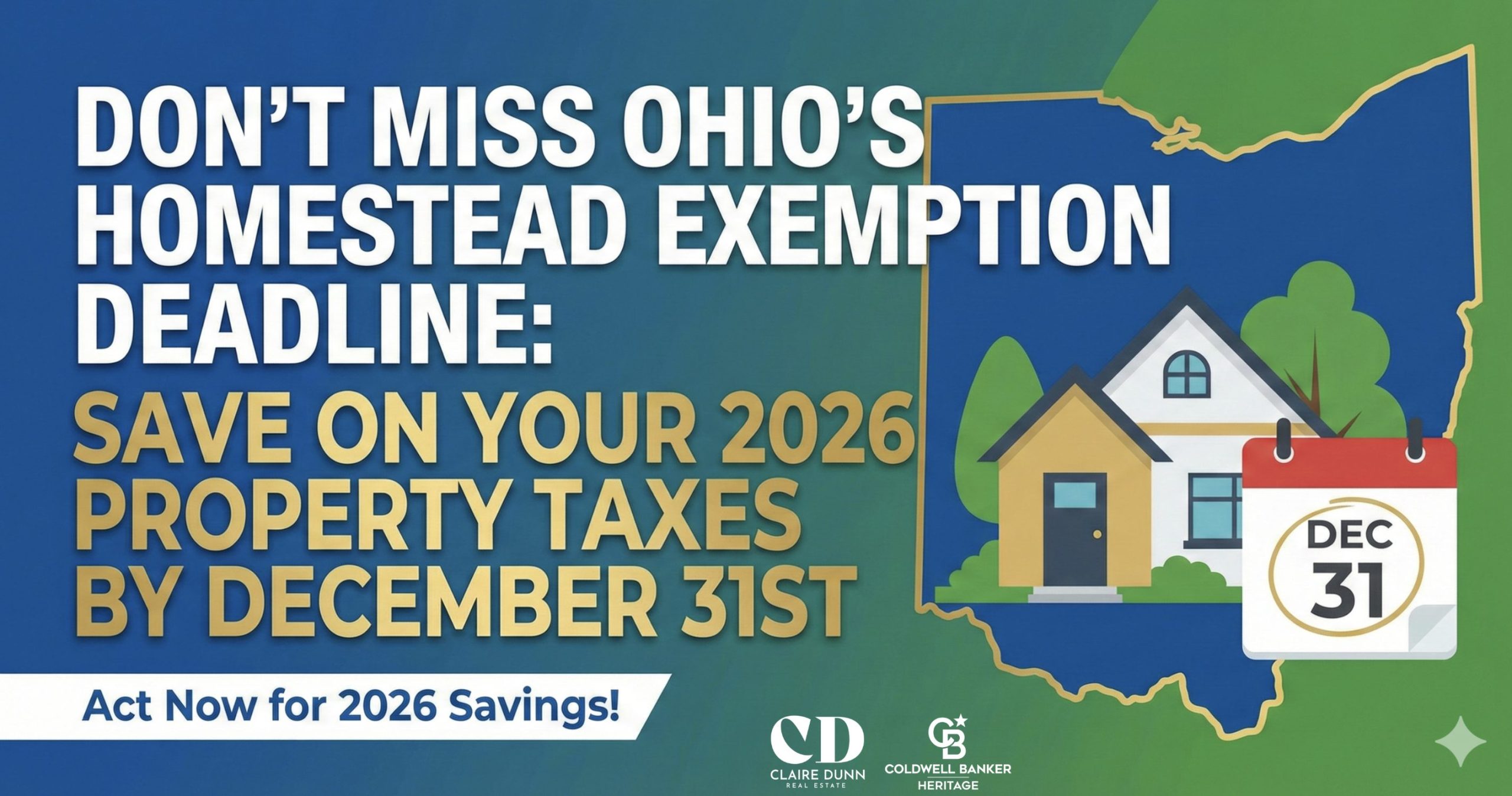 Ohio Homestead Exemption deadline December 31st - Save on 2026 property taxes for seniors and disabled homeowners in Dayton area